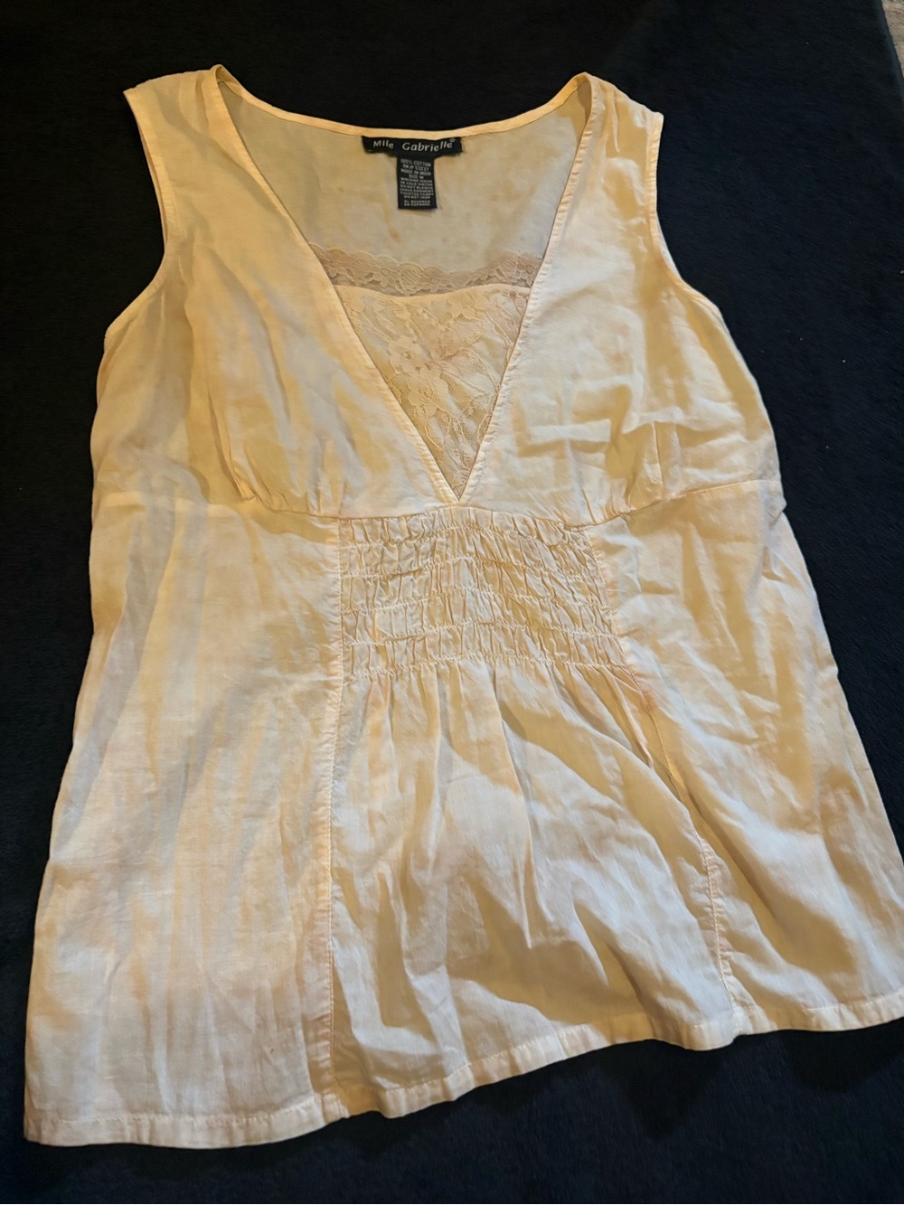 Mlle Gabrielle Cream Lace-Trim V-Neck Sleeveless Camisole